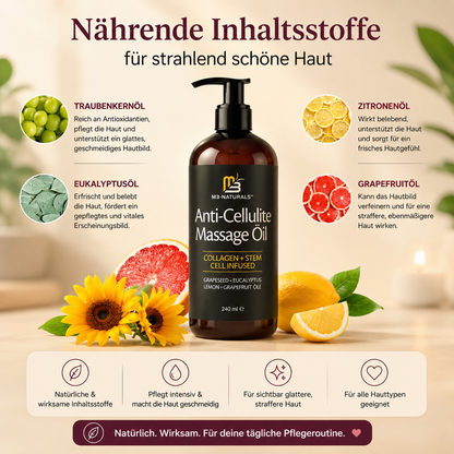 M3 Naturals Cellulite Massage Oil 8Oz - Smooth the Appearance of Cellulite - Body Care & Skin Care Massage Oil - Topical Collagen and Plant Stem Cell Body Oil to Restore Texture and Elasticity - Soothing Body Oil